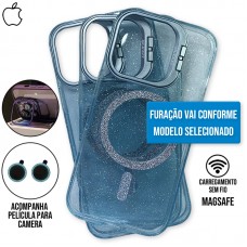 Capa iPhone 16 Plus - Stand Glitter Magsafe Sierra Blue